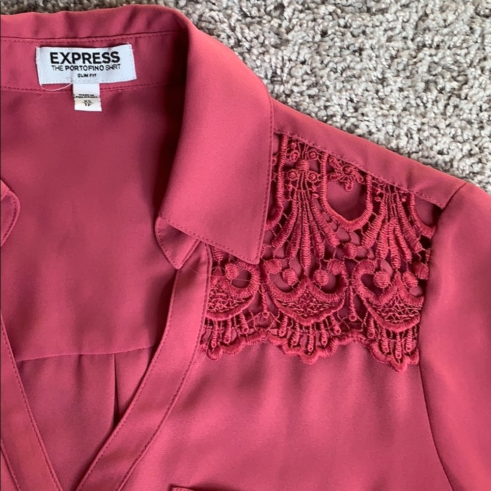 Express SLIM FIT LACE DETAIL PORTOFINO SHIRT - Picture 4 of 5